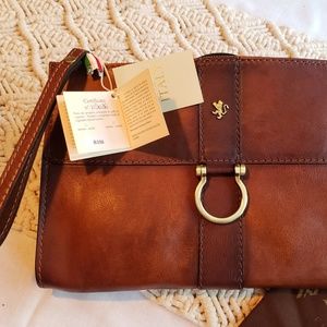 NWT PRATESI FIRENZE Wristlet Large Leather Italy